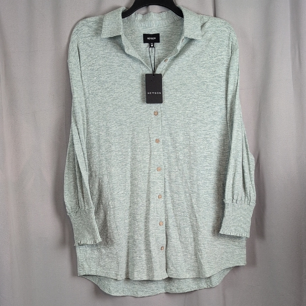 Heyson Soft Green/White Heathered Knit Shirt Dress‎